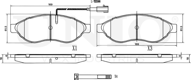 Колодки тормозные дисковые, комплект (Unio). Артикул BRP-20188