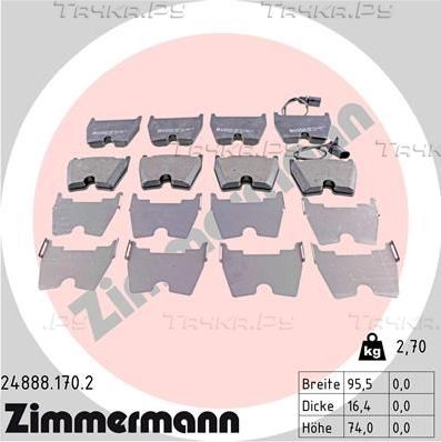 Тормозные колодки Zimmermann передние для Lamborghini Gallardo I 2003-2013. Артикул 24888.170.2