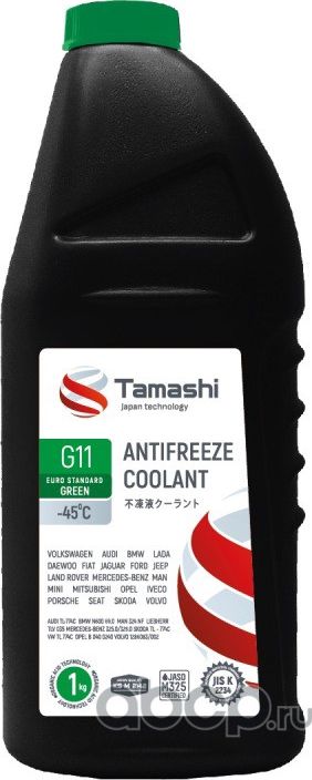 АНТИФРИЗ G11 ЗЕЛЕНЫЙ ГОТОВЫЙ -40 1л (Tamashi). Артикул AFTG1