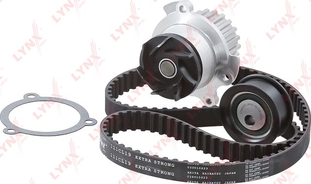 Помпа (водяной насос) с комплектом ремня ГРМ LYNXauto. Артикул PW-1236