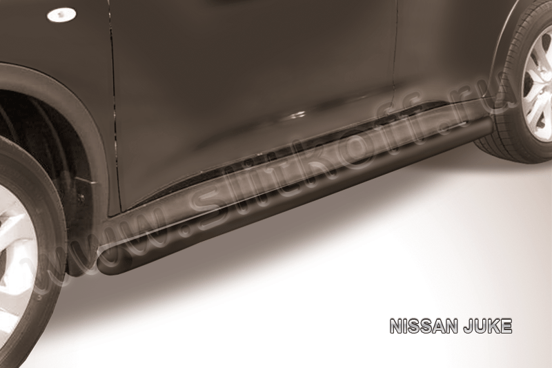Пороги Slitkoff труба d57 ЧЕРНЫЕ матовые для Nissan Juke 2WD 2010-2019. Артикул NJ2WD-007B