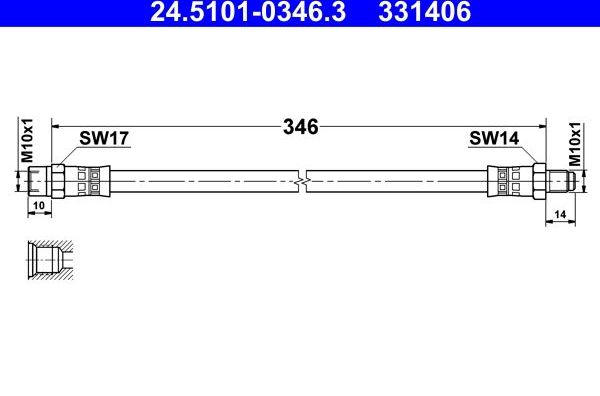 Тормозной шланг ATE. Артикул 24.5101-0346.3