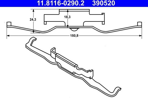 Пружина тормозного суппорта ATE передний для BMW 5 IV (E39) 2000-2003. Артикул 11.8116-0290.2
