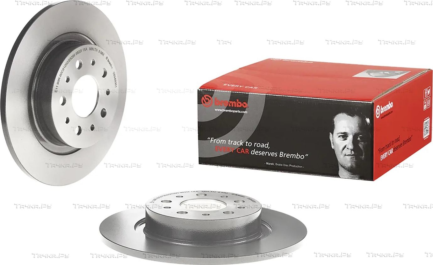 Тормозной диск Brembo PRIME LINE - UV Coated задний для Fiat 500L I 2013-2026. Артикул 08.9460.61