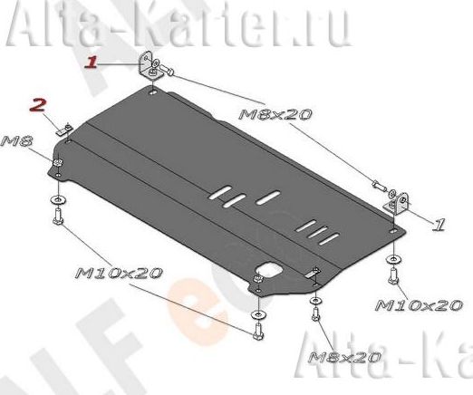 Защита алюминиевая Alfeco для картера и КПП Citroen C2 2003-2009. Артикул ALF.04.01 AL4