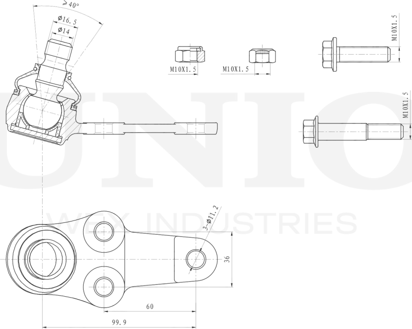Опора шаровая (Unio). Артикул SSP-20039