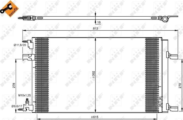 Радиатор кондиционера (конденсатор) NRF EASY FIT для Vauxhall Zafira C 2013-2018. Артикул 35919
