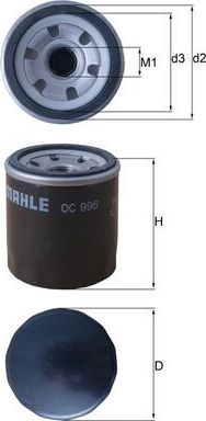 Масляный фильтр Mahle для Chevrolet Cobalt II 2013-2026. Артикул OC 996