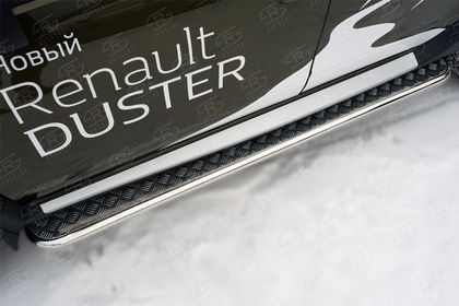 Защита порогов RusStal труба d42 с листом (вариант 2) для Renault Duster I рестайлинг 2015-2020. Артикул RDL-0021822
