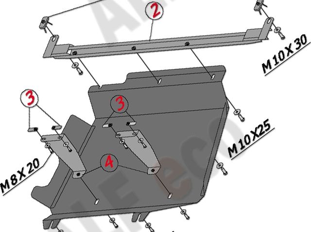 Защита алюминиевая Alfeco для бензобака Peugeot Boxer 2006-2026. Артикул ALF.17.11 AL4