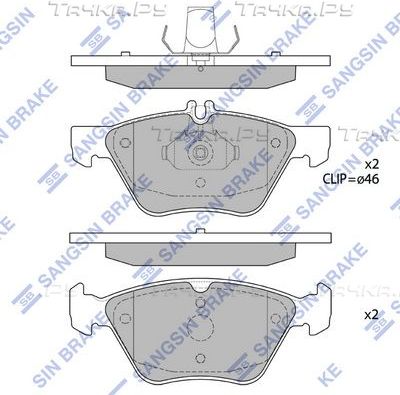 Тормозные колодки Sangsin Hi-Q передние для Chrysler Crossfire 2003-2008. Артикул SP1797