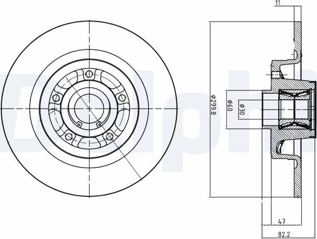Тормозной диск Delphi задний для Renault Espace IV 2002-2015. Артикул BG9023RS