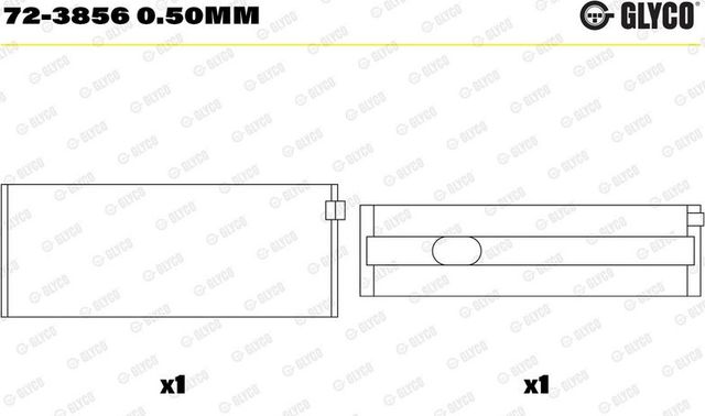 Вкладыши коренные Glyco для Mercedes-Benz C-Класс I (W202) 1997-2001. Артикул 72-3856 0.50mm