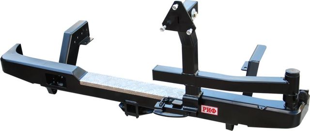 Бампер силовой РИФ задний с квадратом под фаркоп и калиткой для Mitsubishi L200 1996-2005. Артикул RIFL20-20120