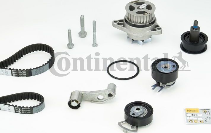 Помпа (водяной насос) с комплектом ремня ГРМ ContiTech. Артикул CT957WP2