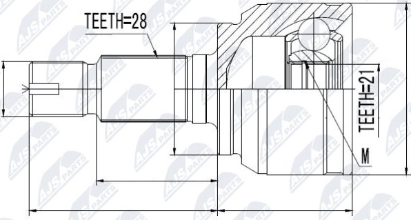 Шрус внутренний (граната) NTY задний для Land Rover Freelander I 1998-2006. Артикул NPW-LR-018