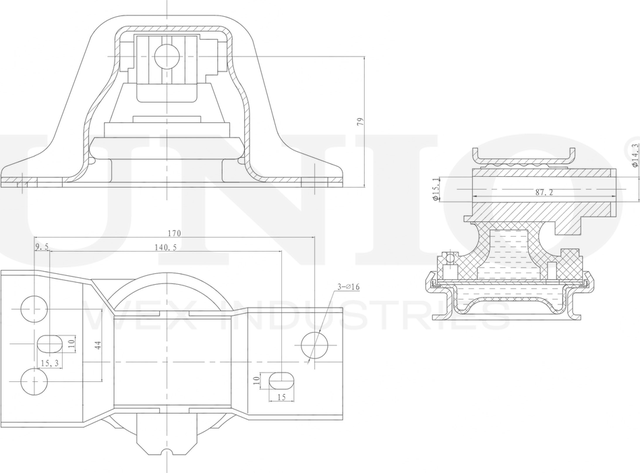 Опора двигателя (Unio). Артикул RMP-15088