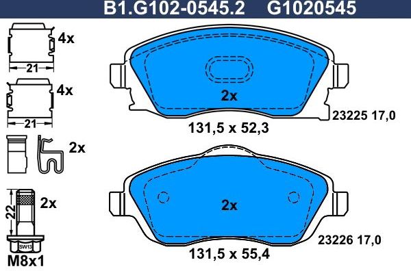 Тормозные колодки Galfer. Артикул B1.G102-0545.2