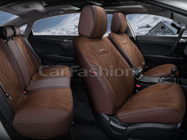 Чехлы универсальные каркасные CarFashion 5D Consul Plus на сидения авто, цвет Кофе/Кофе/Кофе. Артикул 27328