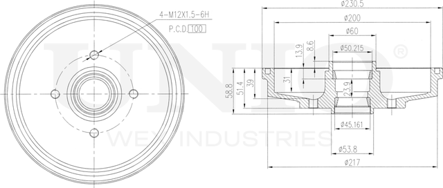 Барабан тормозной (Unio). Артикул BRD-10055
