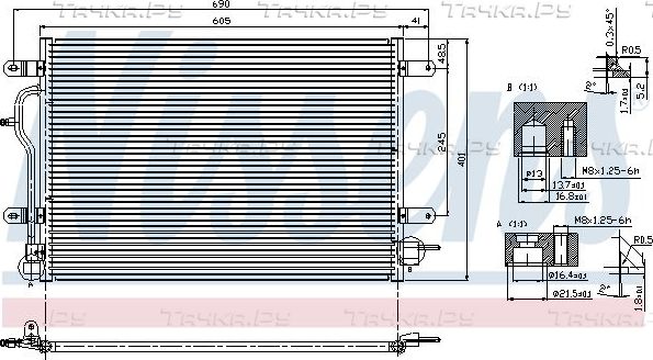 Радиатор кондиционера (конденсатор) Nissens (алюминий) для Audi A6 II (C5) 2001-2005. Артикул 94583