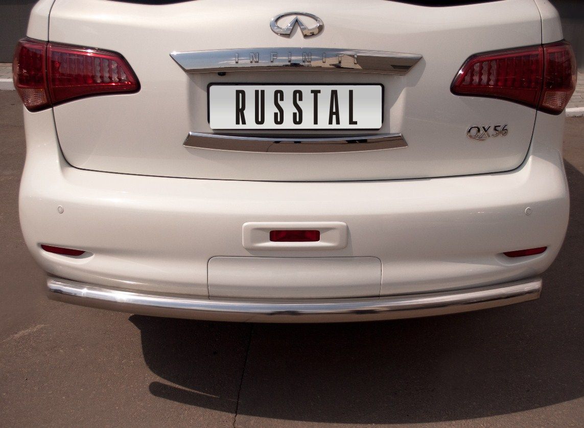 Защита RusStal заднего бампера d76 (дуга) для Infiniti QX56 III 2010-2013. Артикул INZ-000326