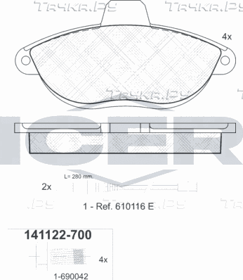 Тормозные колодки Icer. Артикул 141122-700