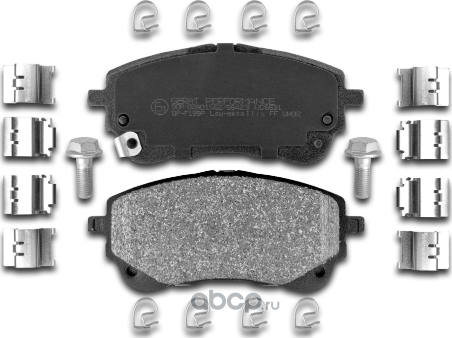 Тормозные колодки Gerat BP-F199P (передние) Low-metalic Gerat. Артикул BPF199P