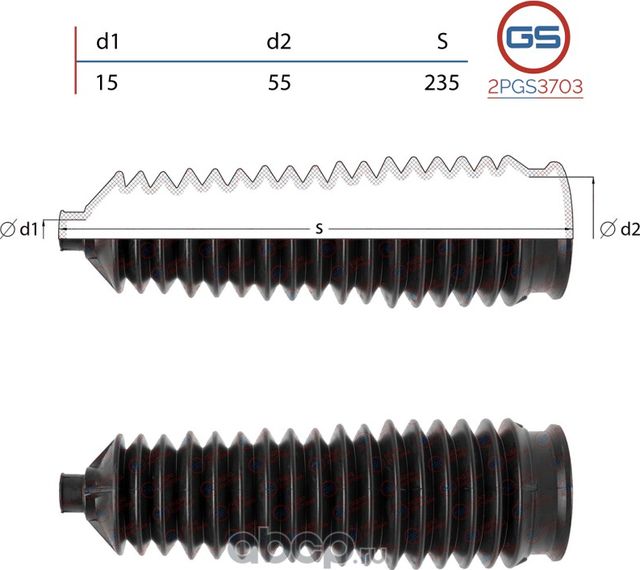 Пыльник рулевой рейки KIA Carnival (UP) 1999-2001,KIA Sedona (UP) 1999-2001 (GS). Артикул 2PGS3703