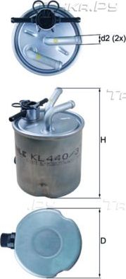 Топливный фильтр Mahle-Knecht. Артикул KL 440/37