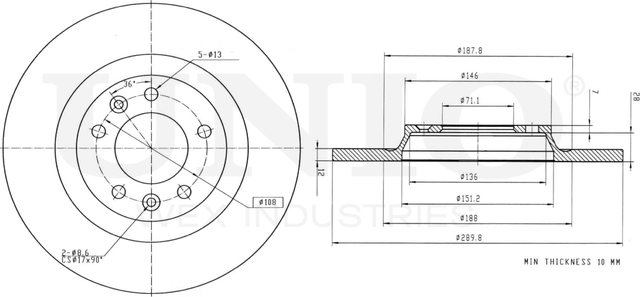 Диск тормозной (Unio). Артикул BRD-20423
