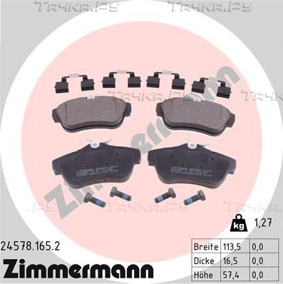 Тормозные колодки Zimmermann задние для Fiat Scudo II 2007-2016. Артикул 24578.165.2
