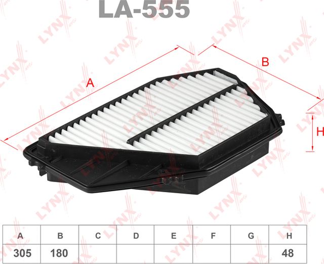 Воздушный фильтр LYNXauto для Honda Shuttle I 1994-2004. Артикул LA-555