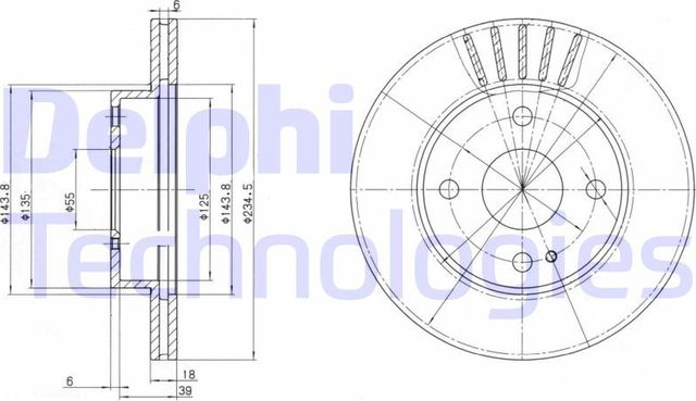 Тормозной диск Delphi передний для Mazda 323 IV (BG) 1989-1996. Артикул BG2802