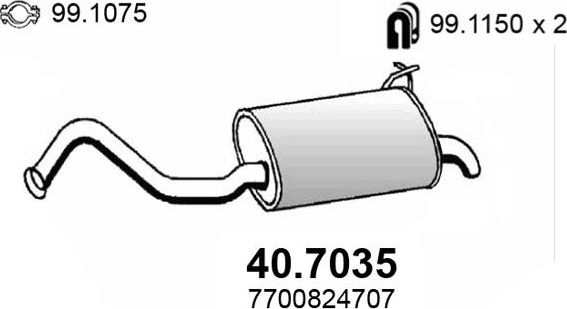 Глушитель (задняя часть) Asso для Renault Laguna I 1993-2001. Артикул 40.7035