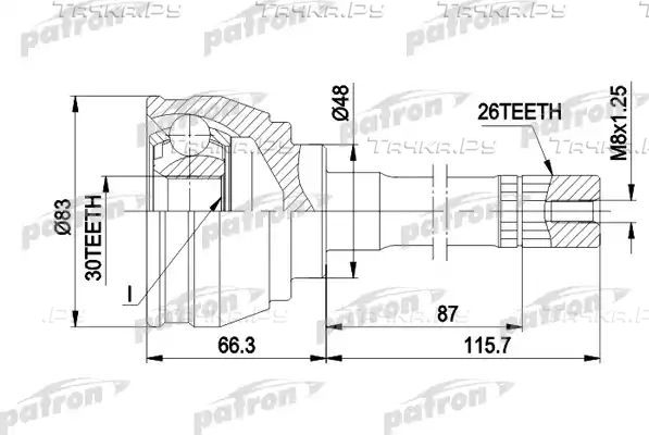 Шрус наружный (граната) Patron. Артикул PCV1540