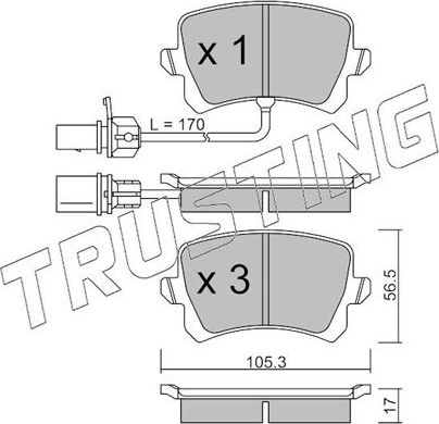 Тормозные колодки Trusting задние для Audi Q3 I (8U) 2013-2018. Артикул 822.1