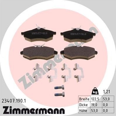 Тормозные колодки Zimmermann. Артикул 23407.190.1