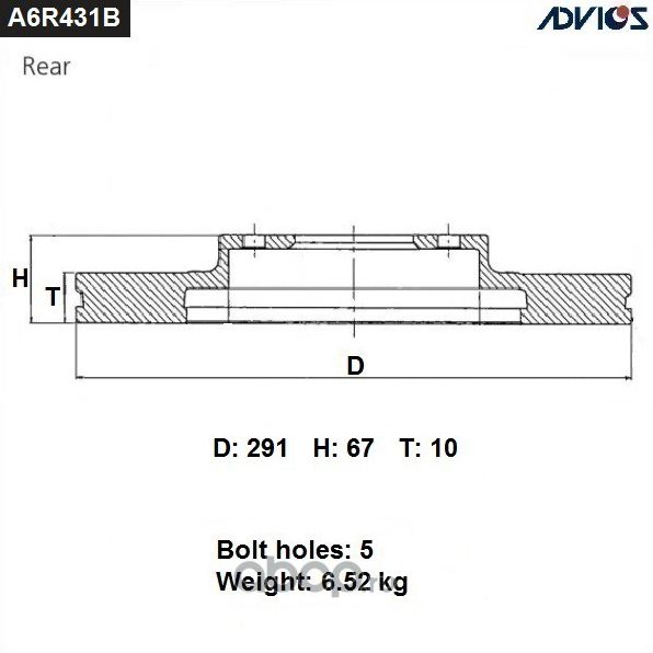 Тормозной диск Advics. Артикул A6R431B