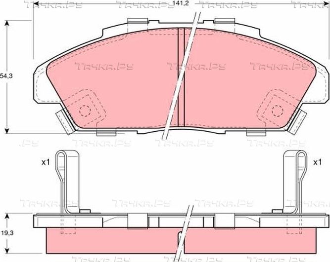 Тормозные колодки TRW передние для Honda Accord IV 1990-1993. Артикул GDB996