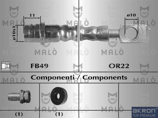 Тормозной шланг Malò. Артикул 80172