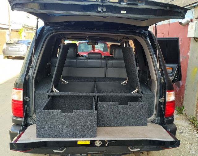 Органайзер Автопол в багaжник (2 выдвижных ящика+спальник) Toyota Land Cruiser 100 1998-2007. Артикул 100-003