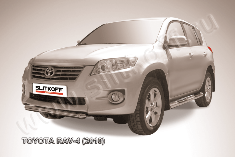 Защита Slitkoff переднего бампера d57 короткая для Toyota RAV4 III 2010-2012. Артикул TR410-008