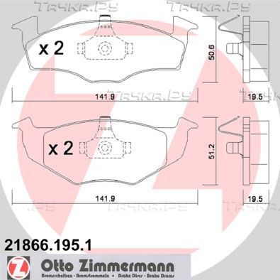 Тормозные колодки Zimmermann. Артикул 21866.195.1