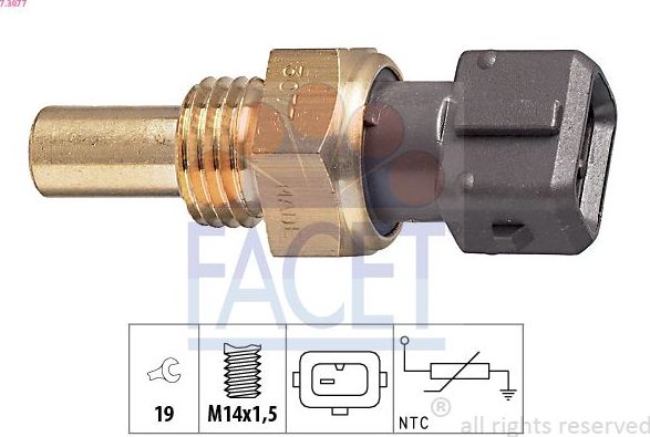 Датчик температуры охлаждающей жидкости Facet Made in Italy - OE Equivalent. Артикул 7.3077