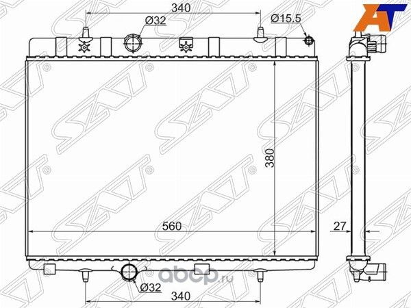 Радиатор PEUGEOT 207 06-/CITROEN DS3 10- 1.6/1.6T/1.6TD PEUGEOT 208 1.0/1.2T/1.4/1.6/1.6T 20 SAT SGPG00032. Артикул SGPG00032
