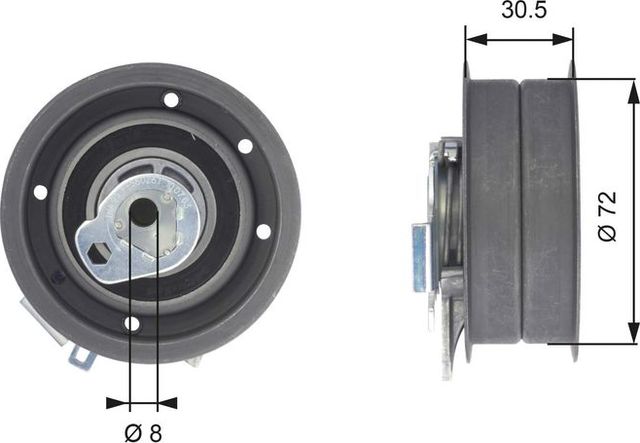 Натяжной ролик (натяжитель) ремня ГРМ Gates PowerGrip®. Артикул T43010