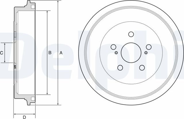 Тормозной барабан Delphi для Toyota Premio II (T26) 2007-2026. Артикул BF610