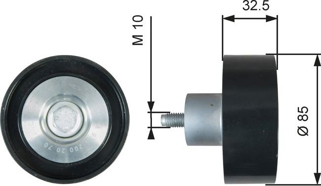 Направляющий (ведущий) ролик приводного поликлинового ремня Gates (Металл). Артикул T36625