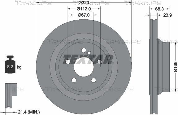 Тормозной диск Textar Pro+ задний для Mercedes-Benz CLS I (C219) 2006-2010. Артикул 92233705